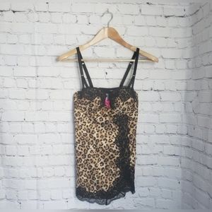 La Senza Leopard Animal Print Lingerie Chemise Teddy Lace Boudoir Pin-up